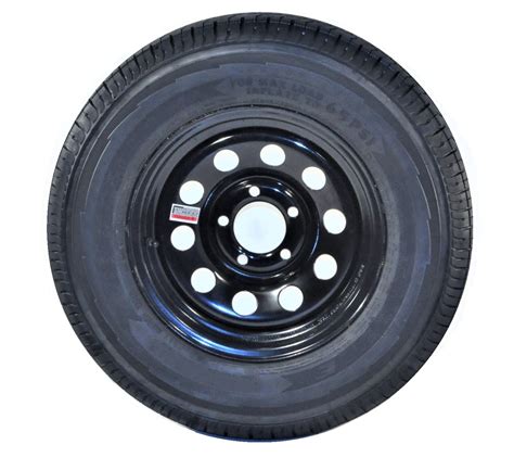 Radial Trailer Tire On Black Rim St20575r15 Lrc 5 Lug On 45 Modular