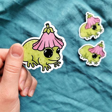 Cute Frog And Flower Sticker Cottagecore Aesthetic Kawaii Etsy