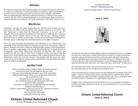 Who We Are Ontario United Reformed Church