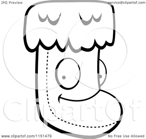 Cartoon Clipart Of A Black And White Happy Christmas