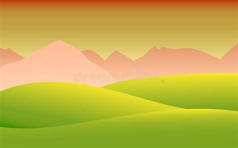 Vector Of Landscape Sunset Field Stock Vector Illustration Of Hills
