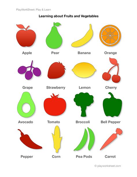 Printable Fruits And Vegetables