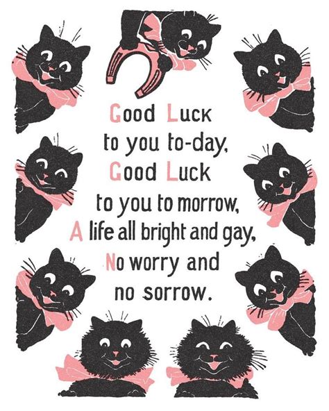 Good Luck Print Antique Cat Poem 3 Sizes Cute Vintage Etsy Cat