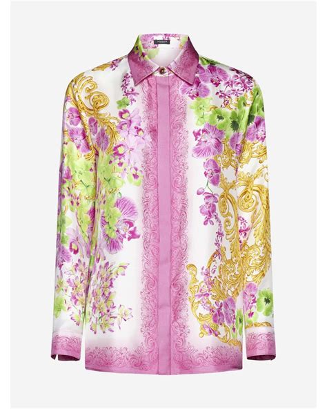 Versace Medusa Orchid Silk Shirt In Pink Lyst
