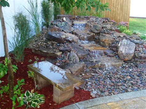 Backyard Waterfall Pondless With Integrated Waterfall Lights