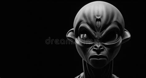 Portrait Of An Alien On A Black Background Genarative Ai Stock