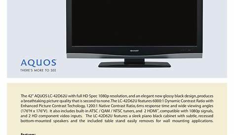 Download free pdf for Sharp AQUOS LC-42D62U TV manual