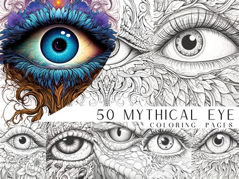 50 Mythical Eye Coloring Pages Adult And Kids Coloring Book Fantasy