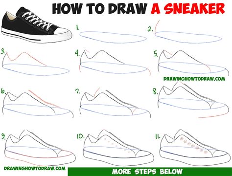 How To Draw Sneakers Shoes With Easy Step By Step Drawing Tutorial