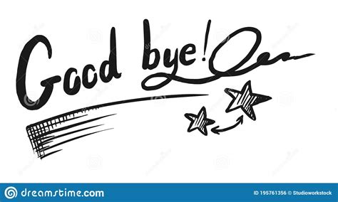 Hand Drawn Good Bye Lettering Sketch On White Stock Vector