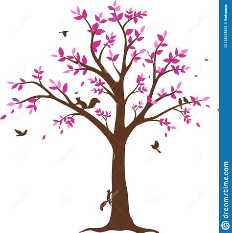 Beautiful Tree Branch With Birds Silhouette Background For Wallpaper Sticker Stock Vector ...