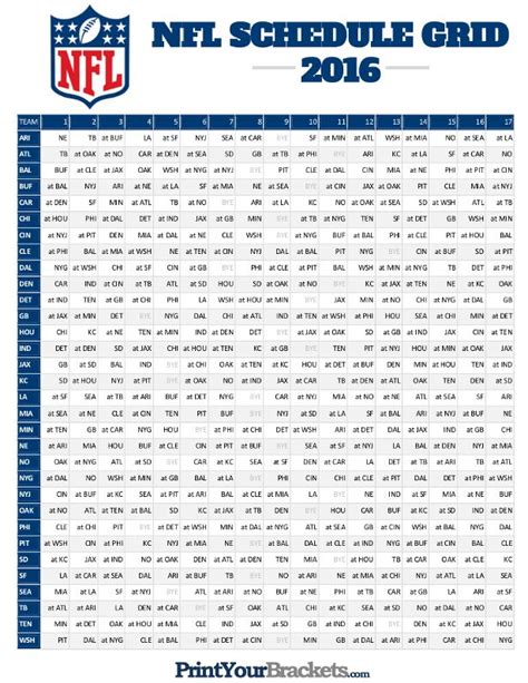 Nfl Football Schedule Printable