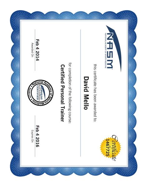 Nasm Certificate