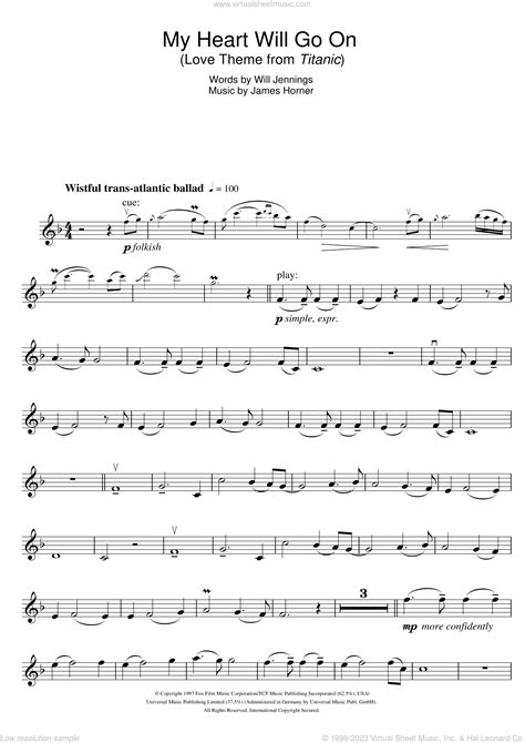 Dion My Heart Will Go On Love Theme From Titanic Sheet Music For