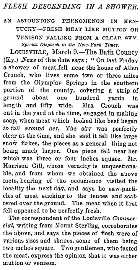 The Kentucky Meat Shower Of 1876