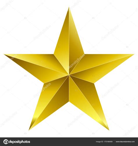 Christmas Star Golden 5 Point Star Isolated On White Stock Vector