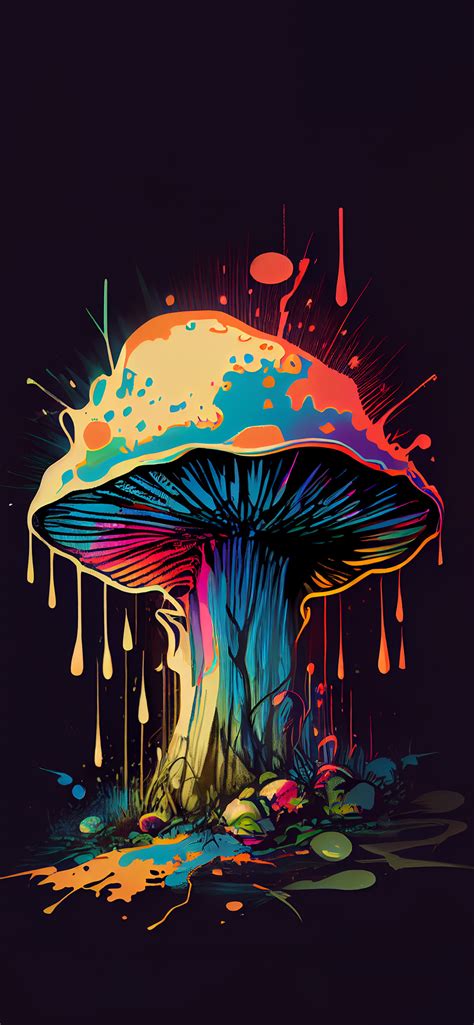 Colorful Trippy Mushroom Black Wallpapers Mushroom Wallpaper