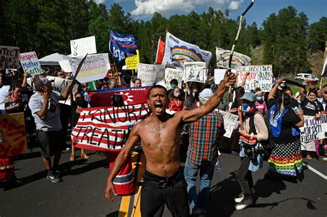 Photos Protesters Block Road Leading To Mount Rushmore Ahead Of President Trump’s Arrival The