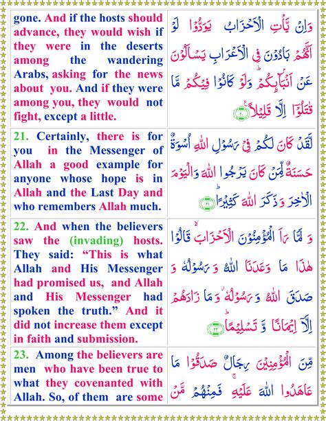 Read Surah Al Ahzab With English Translation Quran O Sunnat