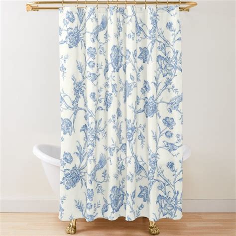 Blue Bird Toile Shower Curtain By Kristina Sale In 2021 Luxury Shower