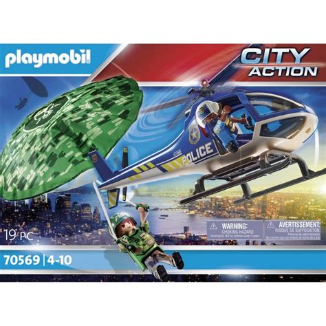 Playmobil City Action Hélicoptère de police et parachutiste