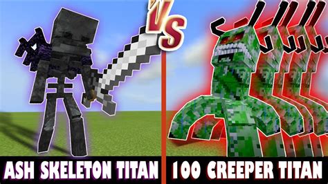 Ash Skeleton Titan Vs 100x Ultra Creeper Titan Minecraft HUGE