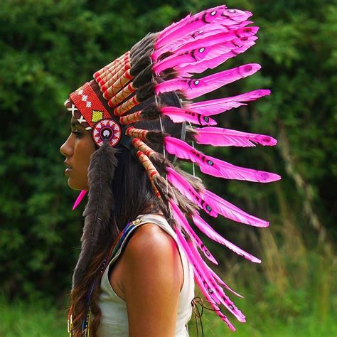 Pink Chief Headdress 65cm Indian Headdress Novum Crafts