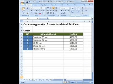Excel 2007 Tutorial Cara Membuat Form Di Microsoft Excel YouTube