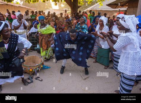 Dancers At A Festival In The Remote Village Niomoune Senegal Stock