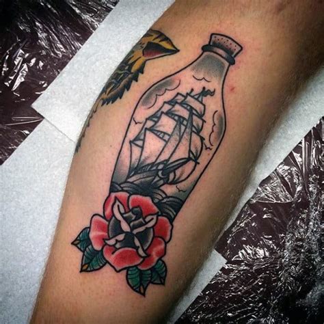 60 Ship In A Bottle Tattoo Designs For Men Maritime Art Ideas