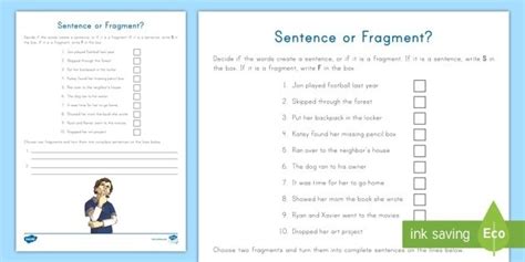Sentence Fragment Worksheets 3rd Grade Worksheets Master
