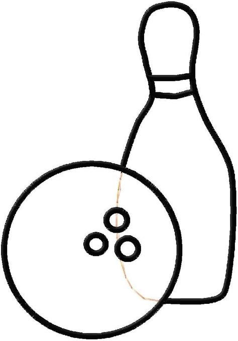 Embroidery Design Applique Bowling Ball and Pin