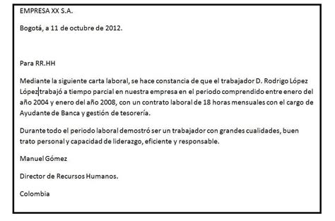 Modelos De Cartas Laborales En Colombia Mary Kendrick Ejemplo De Carta