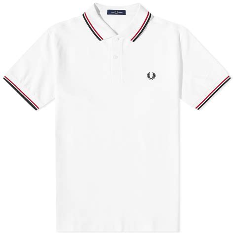 Fred Perry Slim Fit Twin Tipped Polo White Red And Navy End Us