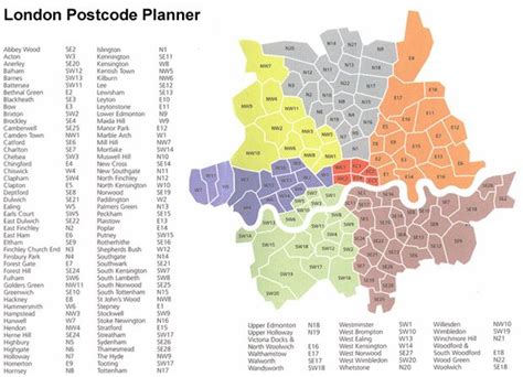Elegant London Postcode planner, coloured by district. | amdcarleton ...