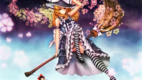 Anime Halloween Witch On A Broom