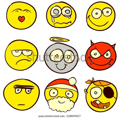 Set 9 Smileys Every Taste Done Stock Vector Royalty Free 128849827