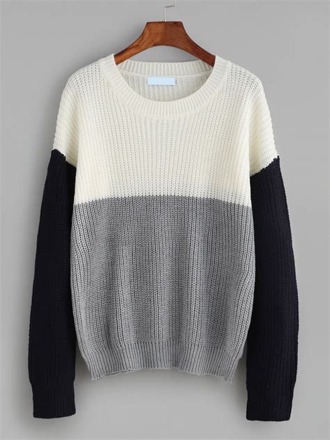 Color Block Drop Shoulder Sweater With Images Color Block Sweater