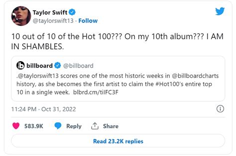 Taylor Swift Becomes First Musician To Claim Entire Top 10 On Billboard