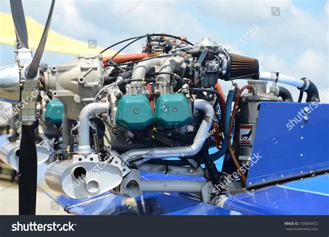 Light Aircraft Engine Used For Small Private Airplanes Stock Photo