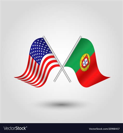 Two Crossed American And Portuguese Flags Vector Image