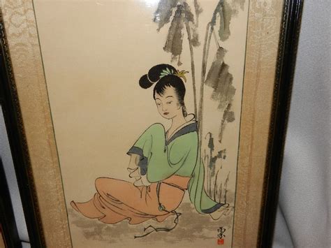 Vintage Japanese Silk Paintings Silk Painting Japanese Fuji Mt Village