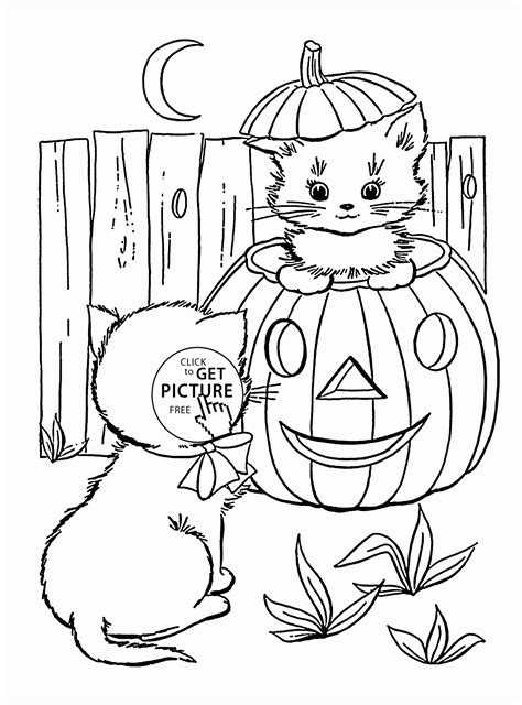 Check spelling or type a new query. Cute Halloween Cats coloring pages for kids, pumpkin ...