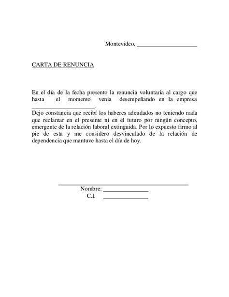 Modelo De Carta De Renuncia Voluntaria En Paraguay Financial Report