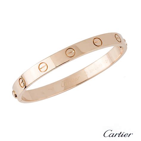 Cartier 18k Rose Gold Plain Love Bangle Size 16 B6035616 Rich Diamonds