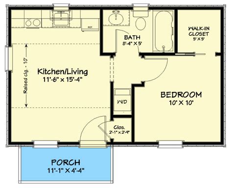 400 Square Foot One Bedroom Cottage 560009tcd Architectural Designs