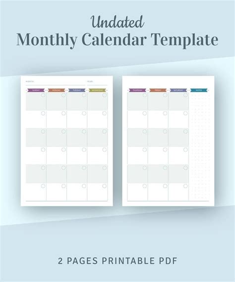 Free Undated Monthly Calendar Month Calendar Printable