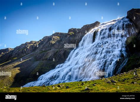 The Steam Of Dynjandi Waterfall Stock Photo Alamy