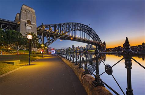 Images Sydney Australia Bridge River Night Time Street Lights Cities