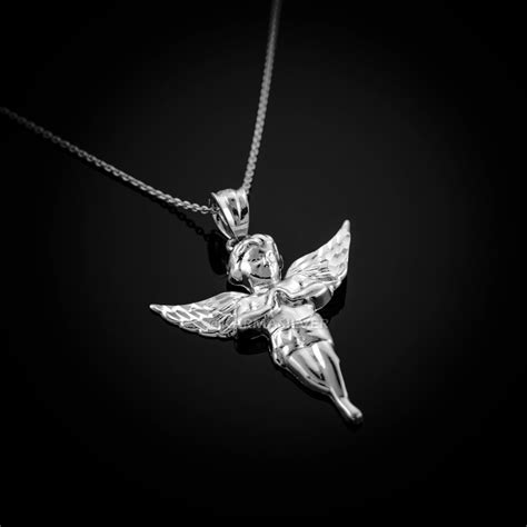 Polished Sterling Silver Angel Pendant Necklace
